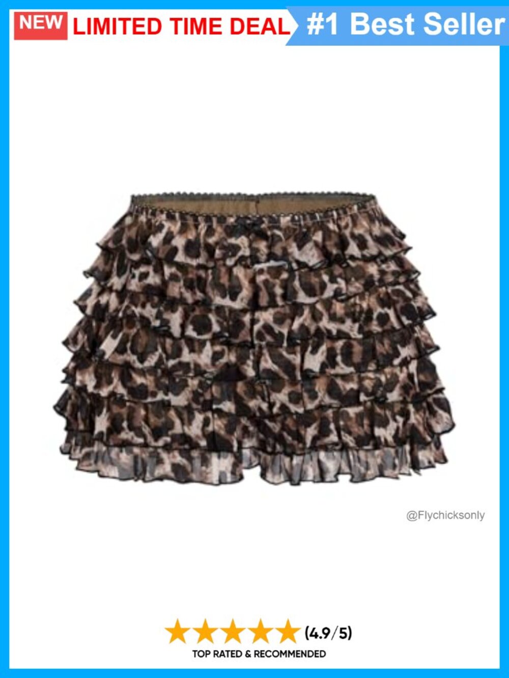 Y2K Cheetah Tiered Layered Micro Ruffle Shorts Elastic Waist Bloomers